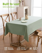 Rectangle Linen Tablecloth Waterproof & Stain Resistant, Wrinkle-Free Table Cloth Adds Elegance and Protection, Ideal for Dining, Party, Wedding and Outdoor, 52 x 70 Inch, Sage Green