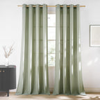 Natural Linen Curtains 84 inch Long 2 Panels Set, Grommet Top Thick Linen Burlap Semi Sheer Vertical Drapes Privacy Assured with Light Filtering for Bedroom/Living Room, W55 x L84