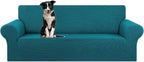 Stretch Sofa Cover Slipcover ，Couch Covers for 3 Cushion Couch Sofa pet Friendly (78"-94") Furniture Protector Sofa with Elastic Bottom for Kids,Dog, Jacquard Small Checked(Large,Black)