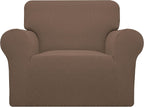 Stretch Sofa Slipcover 1-Piece Sofa Cover Furniture Protector Couch Soft with Elastic Bottom for Kids, Polyester Spandex Jacquard Fabric Small Checks (Sofa, Dark Gray)