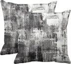 Emvency Set of 2 Throw Pillow Covers Modern Abstract Painting Blue White and Gray Decorative Sofa Pillow Cases Home Decor Standard Square 18x18 Inches Pillowcases