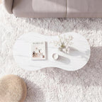 MWOOD Oval Coffee Table, 39.37" Center Table with Storage Shelf and Metal Leg, Waterproof & Scratch-Resistant Dining Table for Living Roome, Bedroom Marble-Patterned