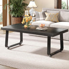 HSH Rustic Walnut Coffee Table, Modern Center Table, Rectangle Industrial Living Room Coffee Table, Simple Farmhouse Wood and Metal Tea Table for Home Bedroom Office, Walnut, 47 in