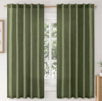 Linen Curtains 84 Inch Length 2 Panels Natural Semi Sheer Curtain with Back Tab Rod Pocket, Light Filtering Window Privacy Burlap Drapes for Living Room Bedroom 42W x 84L Linen