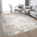 5x7 Area Rug Living Room Rug: Washable Modern Abstract Soft Thin Rug Indoor Floor No Slip Stain Resistant Carpet for Bedroom Dining Room Farmhouse Nursery Home Office - Black