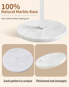 Metal Coat Rack with Natural Marble Base,360°Rotary Coat Rack Stand with 14 Hooks,Modern Freestanging Coat Racks,White Coat Jacket Hanger Clothes Tree Stand for Entryway,Corner