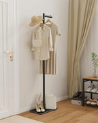 Garment Rack, Freestanding Metal Coat Racks, Z-shaped Coat Tree with Natural Rock Base, for Bedroom, Office, Hallway, Entryway, Living Room, 175cm, Black
