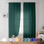 Black Sheer Curtains 63 Inch Length 2 Panels, Rod Pocket Solid Color Window Sheer Curtain Panels, Elegant Curtains & Drapes for Living Room, Bedroom 2 Panels (Black, 42" W x 63" L)