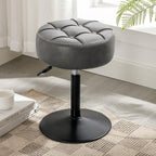 Adjustable Vanity Stool, 360 Swivel Chair for Makeup Room, White Faux Leather Stool for Bathroom & Living Room