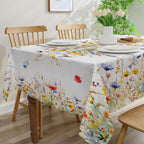 Spring Tablecloth 60x84 Inch for Rectangle Tables - Blooming Flower Spring Decorations for Home - Water Resistant Flower Table Cloth for Party,Table