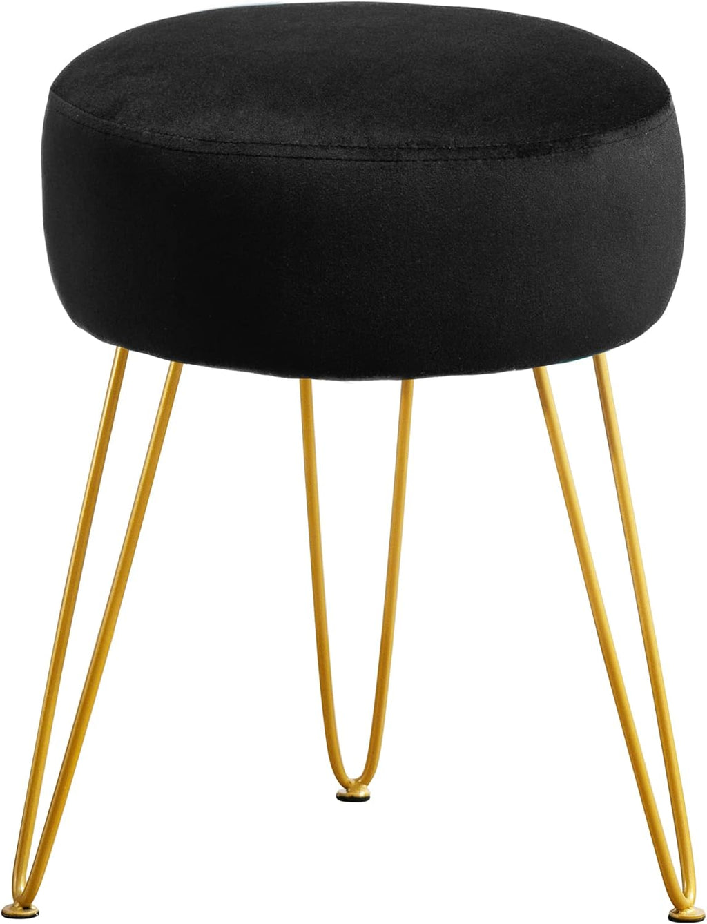 Vanity Stool, Gray Vanity Stools for Makeup Room, Round Ottoman Foot Stool, Velvet Footrest Vanity Chair for Bathroom Vanity, Bedroom, Living Room, Entryway, Offices, 300lbs