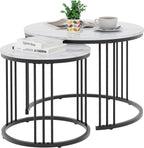 Garden 4 you Coffee Table Faux Marble Nesting Table for Small Place 2 Sets Modern Furniture Living Room Sets End Side Table Night Stand for Bed Room Dining Room (White & Gold)