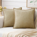 MIULEE Pack of 2 Couch Throw Pillow Covers 18x18 Inch Sage Green Farmhouse Decorative Pillow Covers with Stitched Edge Soft Chenille Solid Dyed Summer Pillow Covers for Sofa Bed Living Room