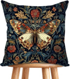 William Morris Abstract Vintage Print Floral Velvet Design Throw Pillow Covers Home Decor, Retro Art Decor Pillowcase Cushion Cover for Bed Sofa Living Room, Square 18x18inch (Black-Floral2)