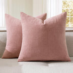 Olive Green Couch Pillow Covers 18x18 Inch, Set of 2 Soft Chenille Decorative Square Throw Pillow Covers Farmhouse for Sofa Living Room Bed