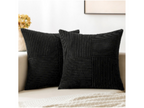 Black Decorative Throw Pillow Covers 18x18 Inch for Couch Bed Sofa Pack of 2 Boho Farmhouse Throw Pillows Soft Cross Corduroy Patchwork Textured Cushion Cases