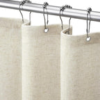 Shower Curtain Beige, Fabric Boho Farmhouse Shower Curtains for Bathroom Cream Cotton Natural Cloth Liner Set 72" W x 72" L