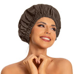 Reusable Shower Cap for Women, Large Waterproof Shower Bonnet Washable Elastic Band Bath Hair Hat for Long Hair, Braids(Pink)