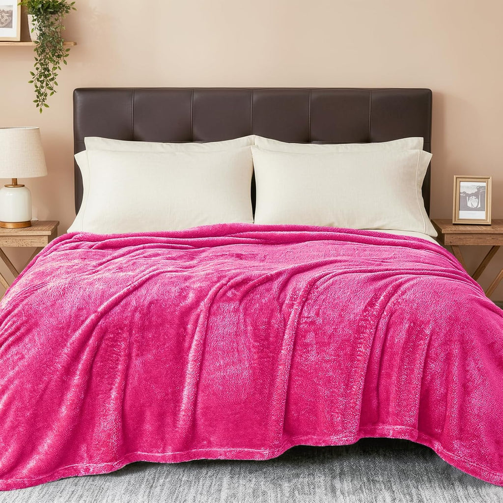 Plush Fuzzy Fleece Throw Blanket Extra Large, Super Soft, Fluffy and Warm Blankets for Couch, Bed, All Season Use (50x70 Inches, Pink)