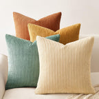 Throw Pillow Covers Cushion Cases, Set of 4 Soft Velvet Modern Double-Sided Designs, Mix and Match for Boho Farmhouse Fall Home Decor (18x18 inch, Orange/Teal)