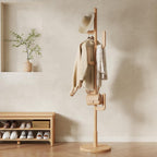 Solid Wood Cactus Coat Rack, Freestanding Coat Rack With 6 L-Shaped Hooks and 3 Adjustable Sizes, Coat Tree for Bedroom, Entryway, Livingroom, Coat Hanger Stand for Coats, Handbags (Walnut)