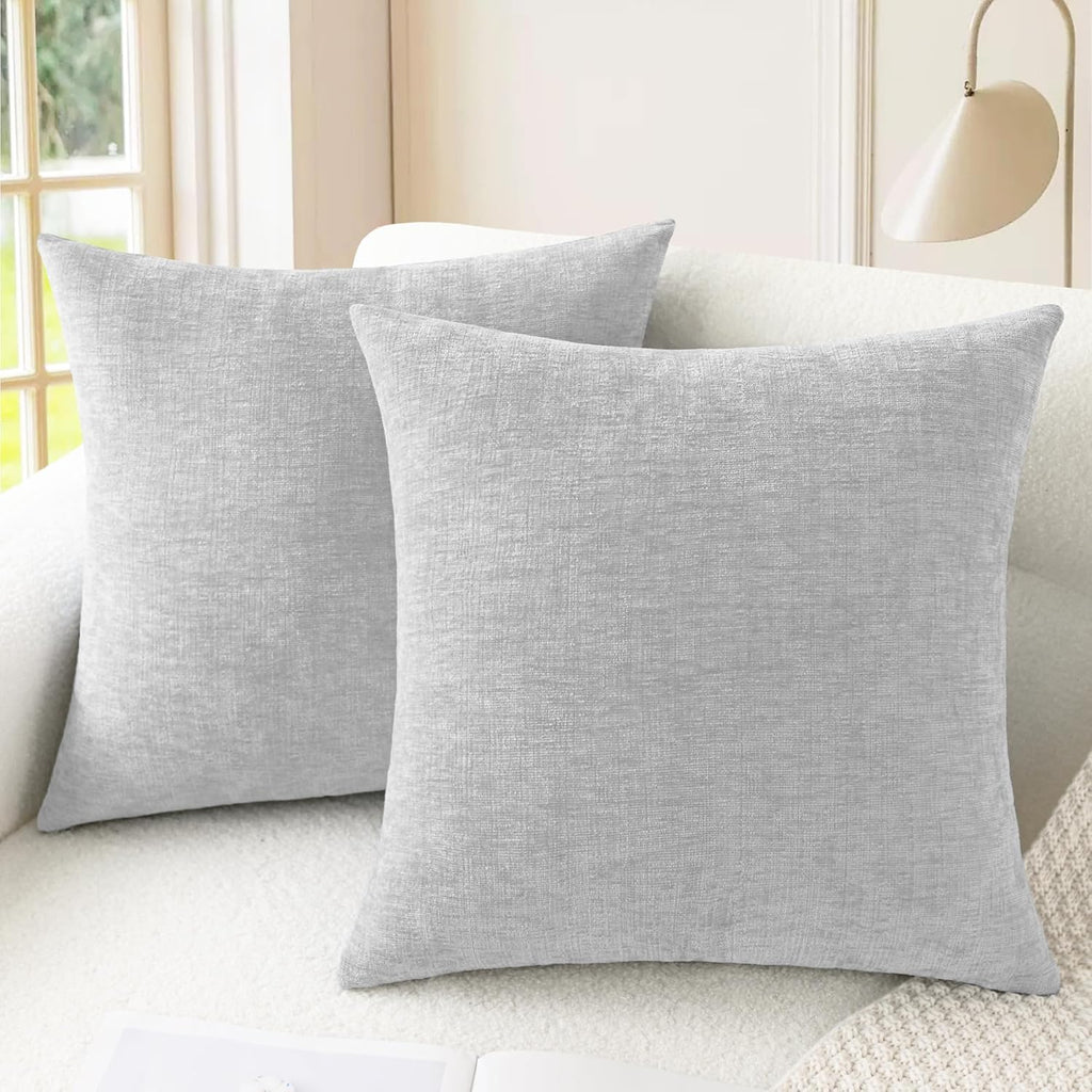 CaliTime Throw Pillow Covers Decorative 18 X 18 Inches Pack of 2 Cozy Chenille Cushion Cases for Couch Sofa Bed Living Room Home Navy Blue