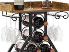 X-cosrack Wine Rack Freestanding Floor, Wine Storage Rack Mini Bar Table with Tabletop, Glass Holder Wine Bottle Display Stand Liquor Cabinet for Home Bar Kitchen Living Room