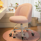 Vanity Chair, Small Desk Chair with Back, Height Adjustable & 360° Swivel, Stylish Armless Comfy Vanity Office Chair for Small Space, Bedroom