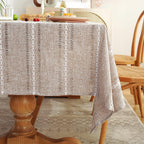 60 x 84 inches Farmhouse Style Linen tablecloths, Wrinkle Resistant Washable Dining Room Table Cloths for Rectangle Tables - Hemstitch Light Coffee