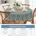 Bohemia Round Tablecloth,Tablecloth Waterproof and Wrinkle-Free, Boho Table Covers, Summer Decorations for Home 60inch