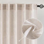 Natural White Linen Curtains 84 Inch Long for Bedroom Living Room, Soft Thick Linen Textured Window Drapes Semi Sheer Light Filtering Rod Pocket Back Tab Neutral Farmhouse Cream Ivory 2 Panels