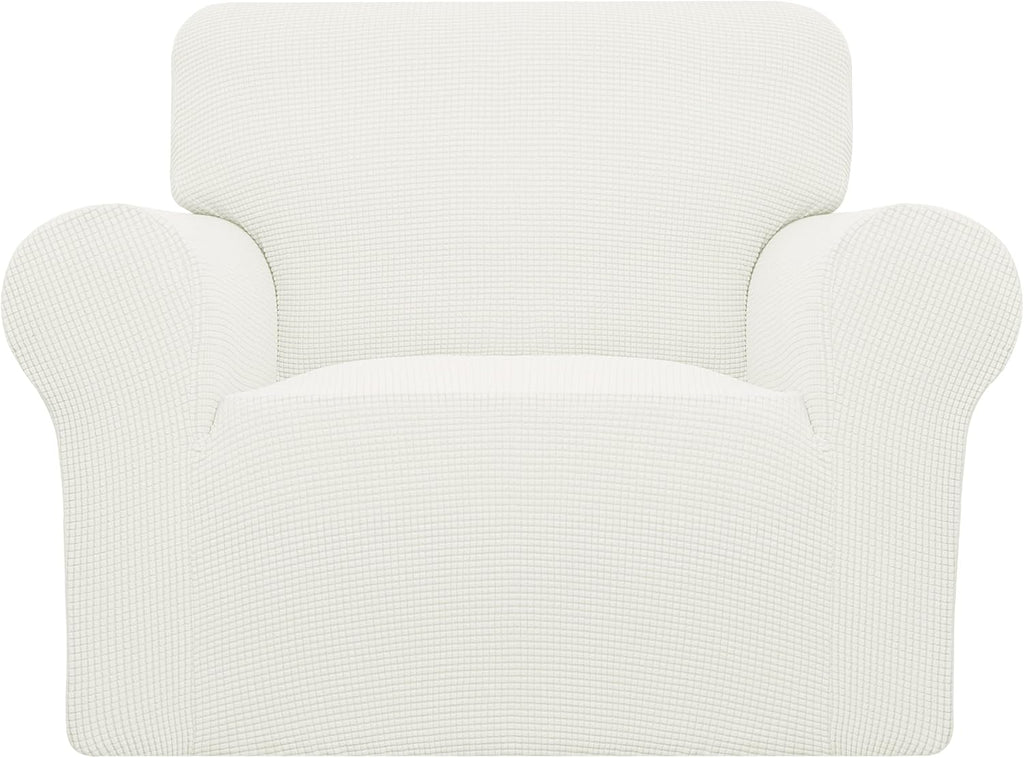 Stretch Sofa Slipcover 1-Piece Sofa Cover Furniture Protector Couch Soft with Elastic Bottom for Kids, Polyester Spandex Jacquard Fabric Small Checks (Sofa, Dark Gray)