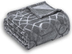 Soft Cozy Fleece Throw Blanket, 50x60 Inches – Lightweight Plush Blanket for Couch, Fuzzy 3D Jacquard Design, for Sofa, Bed & Travel - Dark Grey