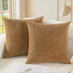 CaliTime Throw Pillow Covers Decorative 18 X 18 Inches Pack of 2 Cozy Chenille Cushion Cases for Couch Sofa Bed Living Room Home Navy Blue