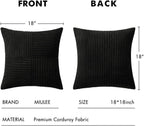 Black Decorative Throw Pillow Covers 18x18 Inch for Couch Bed Sofa Pack of 2 Boho Farmhouse Throw Pillows Soft Cross Corduroy Patchwork Textured Cushion Cases