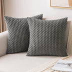 MIULEE Pack of 2 Decorative Throw Pillow Covers 18x18 Inch Soft Boho Striped Textured Corduroy Pillow Covers Spring Modern Farmhouse Home Decor for Couch Bed Sofa Living Room Sage Green