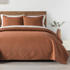 HOME Quilt Set Queen Size Navy Blue, Classic Geometric Diamond Stitched Pattern, Ultra Soft Microfiber Lightweight Bedding Bedspread Coverlet for All Season with 1 Quilt 2 Pillow Shams