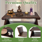 Japanese Low Floor Table Folding Coffee Tables,23''x13.5'' Paulownia Wood Tables Tatami Tables Meditation Table Altar with Storage