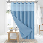 Dynamene Sage Green Shower Curtain - Waffle Textured Heavy Duty Thick Fabric Shower Curtains for Bathroom, 256GSM Luxury Weighted Polyester Cloth Bath Curtain Set with 12 Plastic Hooks，72Wx72H,Green