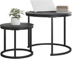 HOJINLINERO Round Coffee Table,Nesting Coffee Table Set of 2,Center Tables for Living Room,Office, Home Small Space,Stacking Side Tables,Sturdy and Easy Assembly,Wood Desktop,Brown,Large