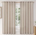 Linen Curtains 84 Inch Length 2 Panels Natural Semi Sheer Curtain with Back Tab Rod Pocket, Light Filtering Window Privacy Burlap Drapes for Living Room Bedroom 42W x 84L Linen