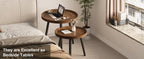 2 PCS Small Round Coffee Table Set, Mid Century Modern Coffee Tables for Living Room, Walnut Nesting Tables for Small Spaces, Easy Assembly Circle Wood Center Table,Black Nesting Coffee Table Set of 2