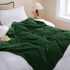Sage Green Fleece Throw Blanket 50”×60” for Couch Sofa Bed,Super Soft Cozy Plush Microfiber Flannel Blanket with Stripes Design Lightweight for Adults,Woman,Girls