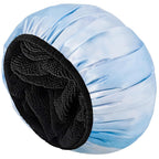Shower Cap,Terry Lined Shower Cap for Women Reusable, Triple Layer Waterproof Bath Cap, Extra Large for Women Long Hair(Black)