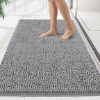 Bathroom Rugs Mat 60 x 36, Thick Soft Absorbent Chenille Bath Rugs, Rubber Backing Bath Mats for Bathroom Floor, Tub, Shower, Bedroom, Home Decor Accessories, Quick Dry Machine Washable, Beige