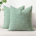 MIULEE Pack of 2 Couch Throw Pillow Covers 18x18 Inch Spring Soft Sage Green Chenille Pillow Covers for Sofa Living Room Solid Dyed Pillow Cases