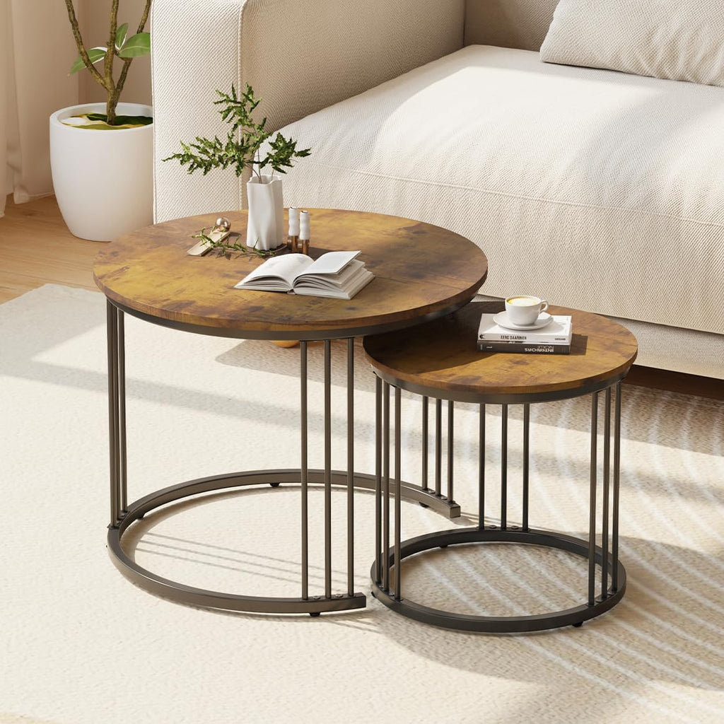 Garden 4 you Coffee Table Faux Marble Nesting Table for Small Place 2 Sets Modern Furniture Living Room Sets End Side Table Night Stand for Bed Room Dining Room (White & Gold)