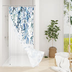 Grey Eucalyptus Shower Curtain, Watercolor Plant Leaves with Floral Bathroom Shower Curtain Set, Gray White, 72x72