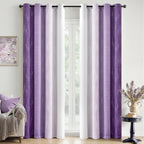 Ombre 100% Blackout Curtains, Navy Blue and Greyish White Full Room Darkening Thermal Insulated 84 Inches Long Drapes for Bedroom/Living Room Grommet Window Treatments Modern 52Wx84L, Set of 2