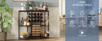 JKsmart Wine Bar Cabinet with LED Lights, Mini Wine Bar Cart with Storage and Glass Holder, Home Bar Coffee Bar for Liquor, 3-Tier Bar Table for Kitchen, Dining Room, Living Room, Black